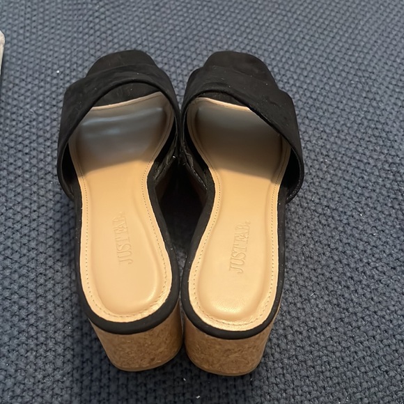 JustFab black platform sandals size 9 boho spring Sumer wedges high casual - Picture 4 of 9